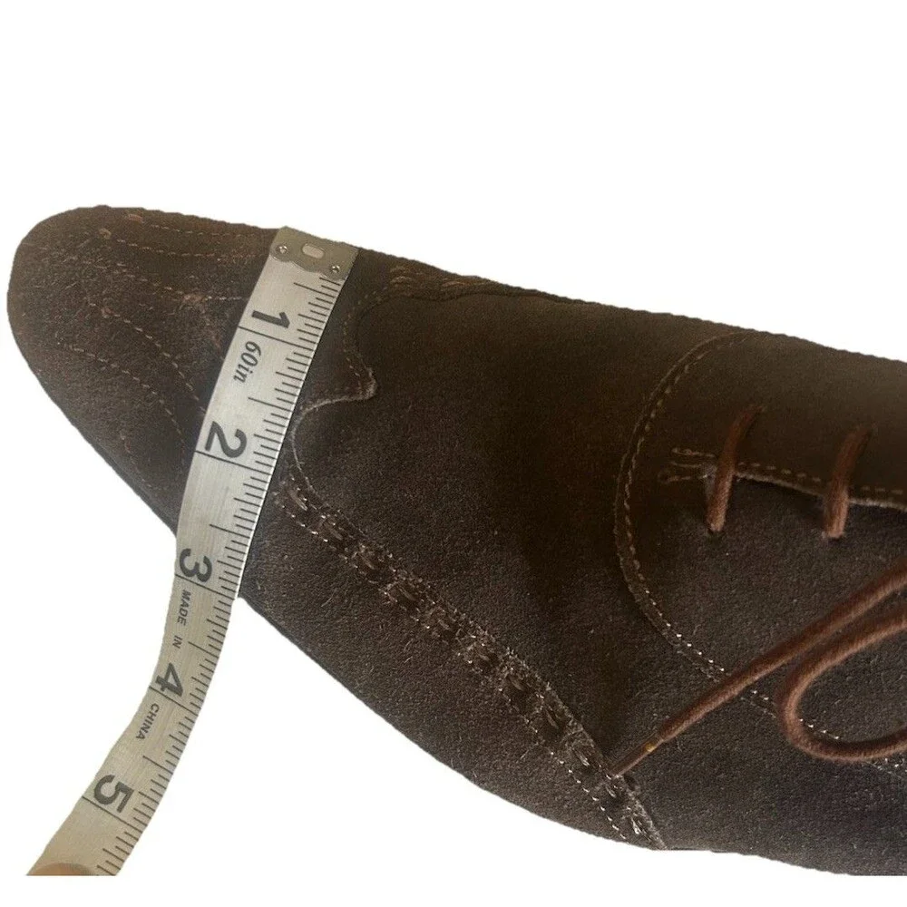 Purouomo Italian Mens EU 45 Suede Brown Wingtip Pointed Toe Dress Shoes Italy
